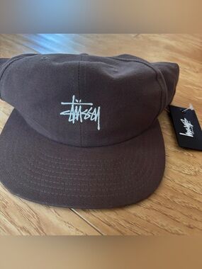 Stussy Brown Cap with White Script Logo